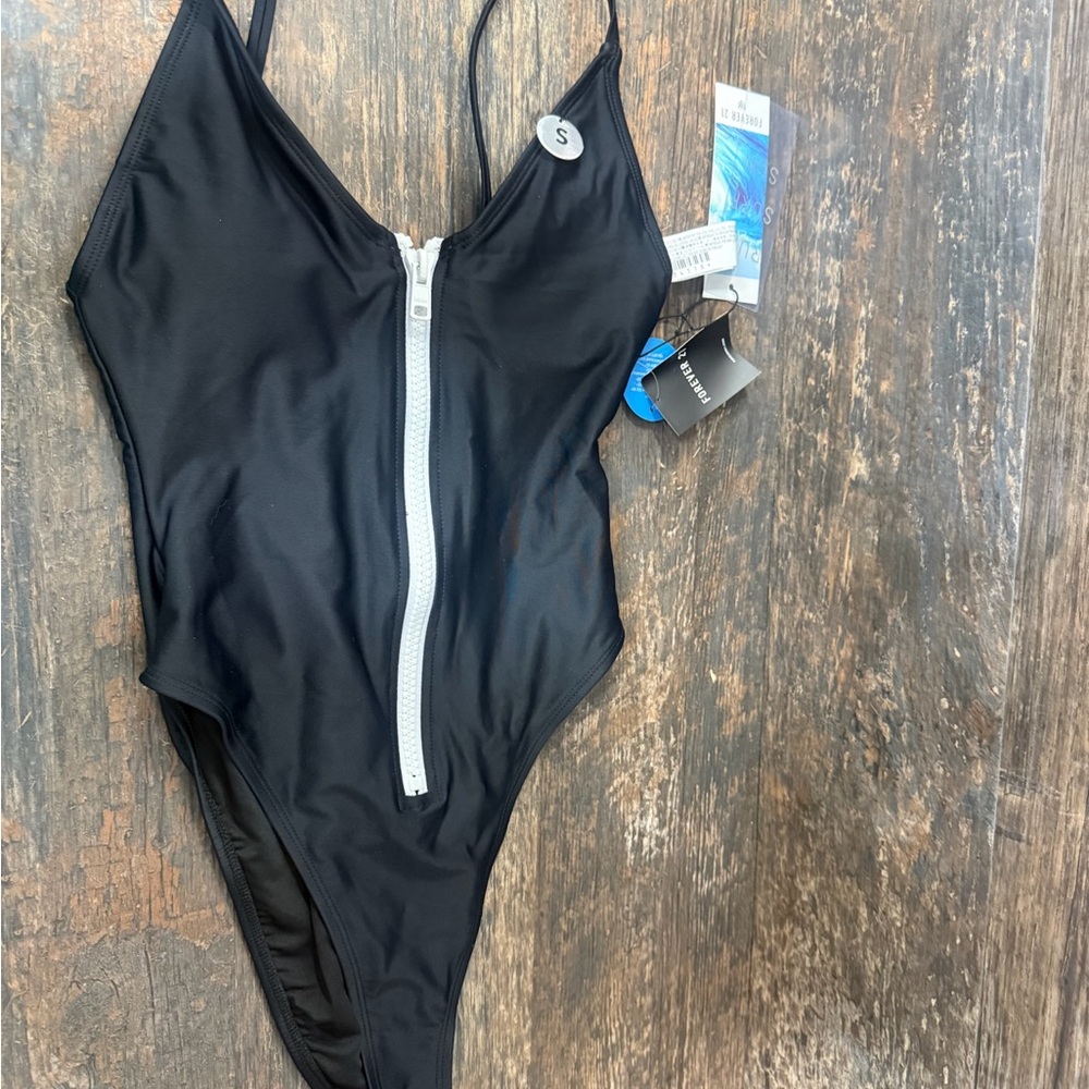 Forever 21 Black Swimsuit with Zipper - Picture 1 of 3